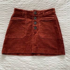 Zara TRF Corduroy Mini Skirt Brown